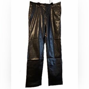 Men's Black Crocodile Pattern Pants